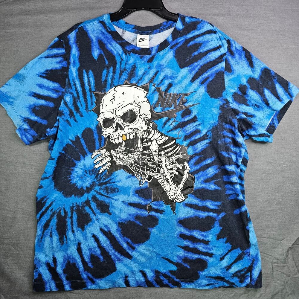 Nike Sportswear Shirt Men's XXL Tie Dye Skull Skeleton Basketball
